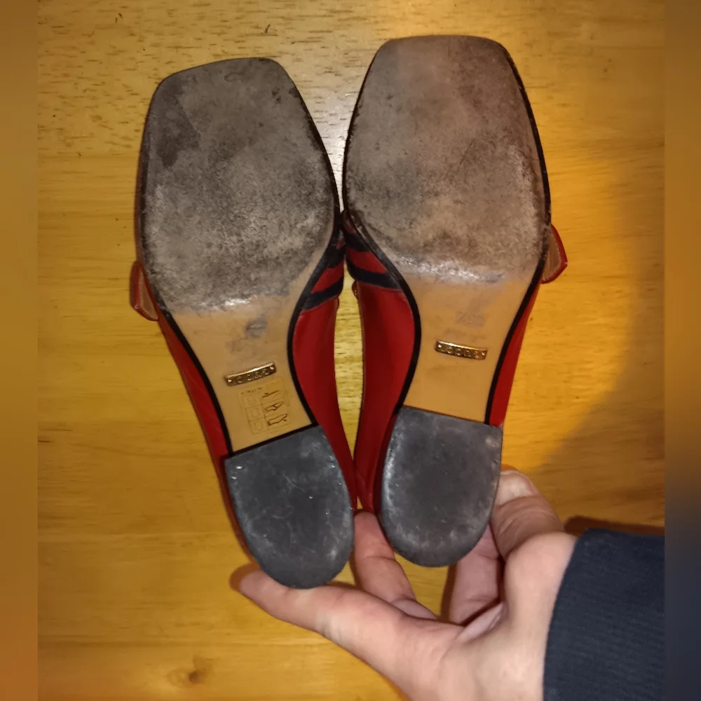 Gucci GG Leather Web Marmont Heels Size 35 1/2 - Picture 6 of 6